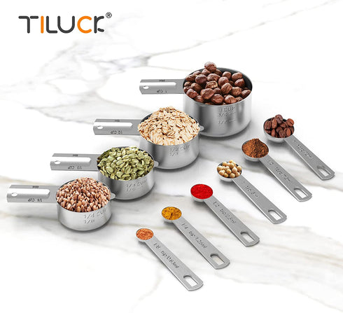 TILUCK Stainless Steel Measuring Cups & Spoons Set, Cups and Spoons,Kitchen Gadgets for Cooking & Baking (4+6)
