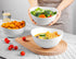 Honla 48 oz Large Salad Bowls,Set of 4 Big Plastic Bowls for Cereal,Pasta,Popcorn,Snacks,Serving Side Dishes,Dinner Parties,Oval Shape,White