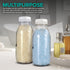 16-Ounce Glass Milk Bottles (2 Pack) - 6 Tamper Proof Screw-On Caps - Milk Jars with Lids - Food Grade Glass Bottles - Dishwasher Safe - Bottles for Milk, Buttermilk, Honey, Syrup - Stock Your Home