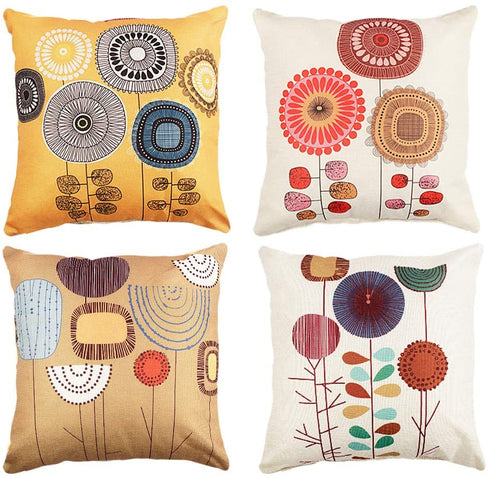 Throw Pillow Covers 18x18, Set of 4 Linen Throw Pillow Covers, Square Pillow Cushion Cases for Couch Sofa Bedroom Car, Orange.Valentine's Day Present