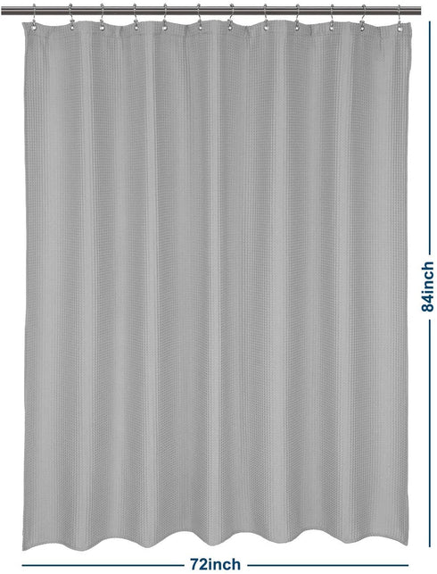 Barossa Design Extra Long Shower Curtain 84" Height - Honeycomb Waffle Weave & Cotton Blend, Hotel Luxury & Spa, Heavy Weight Fabric, Washable - Lake Wanaka Gray, 72x84
