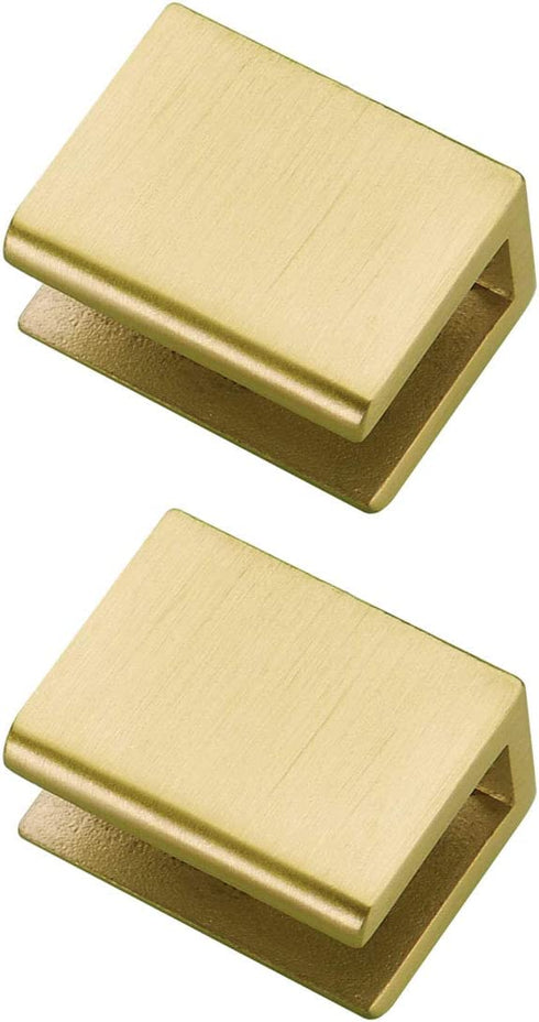 Orhemus 2pcs Adjustable 304 Stainless Steel Glass Clamp Clip Shelf Brackets Holder Support 0.23"-0.35", Brushed Gold Finished Heavy Duty