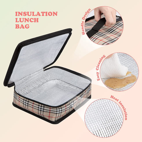 Bento Lunch Box for Kids and Adults ,1200ml Leakproof Stainless Steel Lunch Box with Portable Insulation Bag, 3 Compartments Food Container With Spoon and Fork