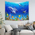 HVEST Marine Life Wall Tapestry Dolphin Shark Turtle and Fish Under Blue Sea Wall Hanging Ocean Tapestries for Kids Bedroom Living Room Dorm Wall Decor Birthday Party Background,80Wx60H inches