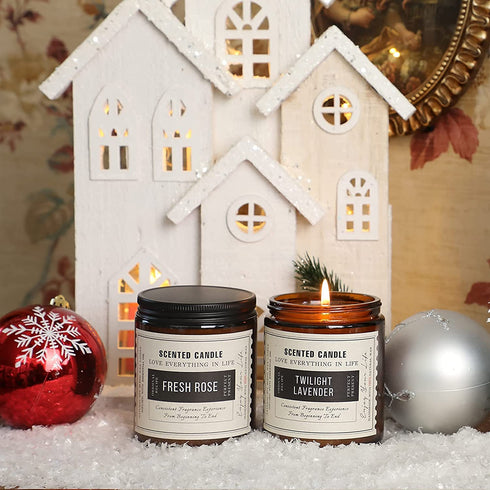 Candles, Scented Candle Gift Set, 2 Pack 14.4 Oz Soy Wax Candle Set, Scented Candles for Home, Lavender & Sandalwood Rose Aromatherapy, Women Gifts for Birthday, Mother's Day, Valentine's Day