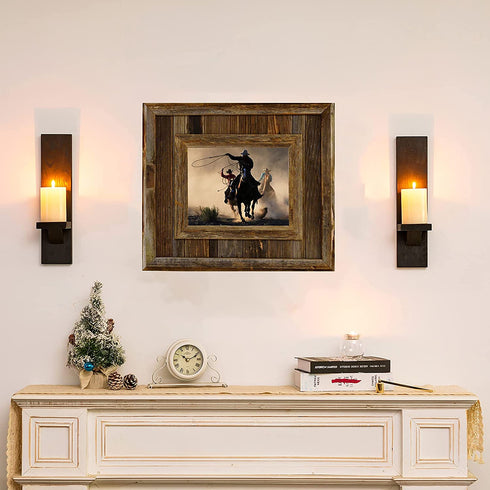 Wooden Candle Sconces for Wall Decor - Decorative Wood Wall Candle Sconce Set of 2 for Living Room Kitchen Hallway Wall Art Farmhouse Country Home Decorations