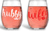 Hubby and Wifey Couples Sets - Funny 15oz Crystal Wine Glass - Stemless Wine Glasses - Perfect idea for Wedding and Anniversaries Gifts