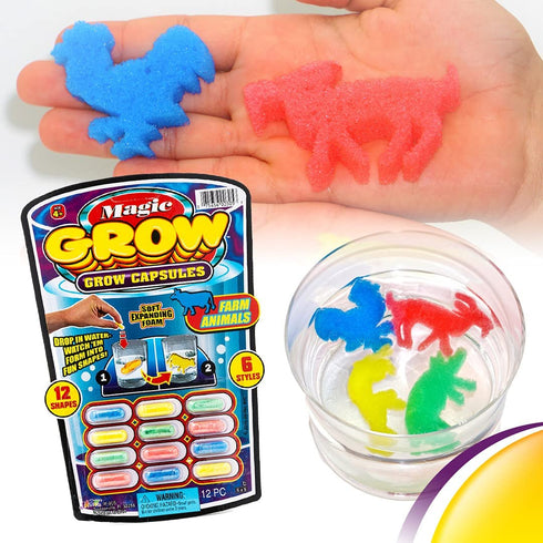 Ja-Ru Magic Grow Capsules, (12 Packs 144 Capsules Assorted). Water Growing Animals Capsules. Great Party Favor Kids Toy. 305-12p