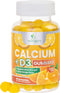 Sugar Free Chewable Calcium Gummies with Vitamin D3 - Premium Calcium & Vitamin D Gummy Chews for Bone & Teeth Health & Immue Support - Non-GMO, Orange Flavor, Nature's Supplement - 60 Gummies