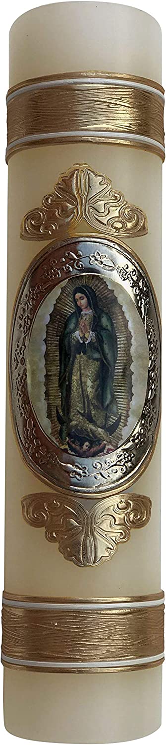 Framed Our Lady of Guadalupe Prayer Candle Cirio de La Virgen de Guadalupe de Cuerpo Completo