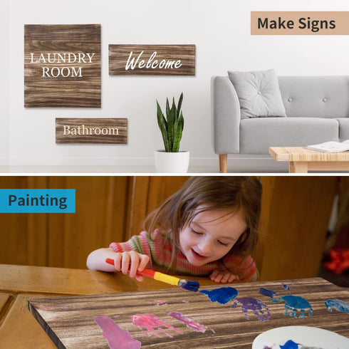 Multifunction Unfinished Wood, Wood for Crafts, Signs, Wall Decorations, Wall Arts, Storage Shelves, 16.5" x 5.9" x 0.59", Set of 3, Carbonized Black, Blank Wood Signs for Front Door