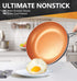 Michelangelo 8 Inch Frying Pan Nonstick, Copper Frying Pan with Lid, Small Frying Pan with Ceramic Coating, Nonstick Frying Pan 8 Inch, Small Copper Skillet, Small Fry Pan - 8 Inch