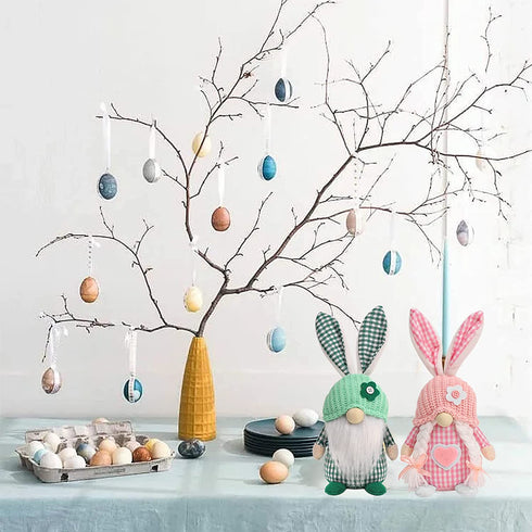 Easter Gnomes Decorations, 2 Pcs Plush Easter Bunny Handmade Swedish Tomte Elf Stuffed Doll Rabbit Gifts Cute Easter Faceless Dwarf Bunny Household Ornaments, Home Decor
