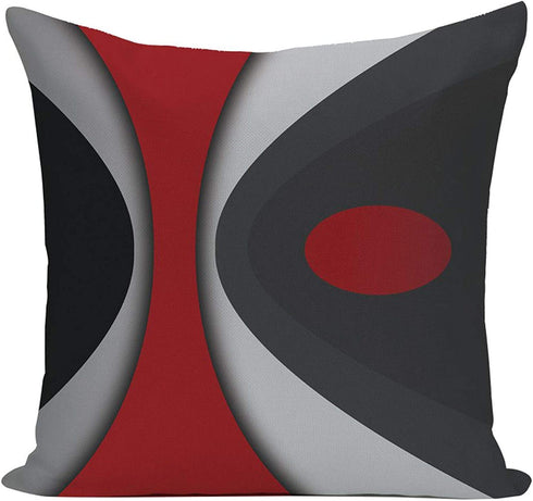 EZVING Set of 4 Throw Pillow Covers Modern Abstract Red Stripes Gray Black White Acrylic Bold Grey Decorative Pillow Cases Home Decor Square 18x18 Inches Pillowcases