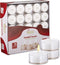Kisco Genuine Tea Light Candles in Clear Holder Cups Bulk 75 Set. Long Burning 4.5 Hour Unscented, for Mood, Dinners, Parities, Home, Decoration, Wedding, Crafts