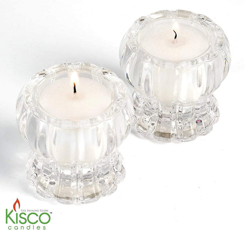 Kisco Genuine Tea Light Candles in Clear Holder Cups Bulk 75 Set. Long Burning 4.5 Hour Unscented, for Mood, Dinners, Parities, Home, Decoration, Wedding, Crafts