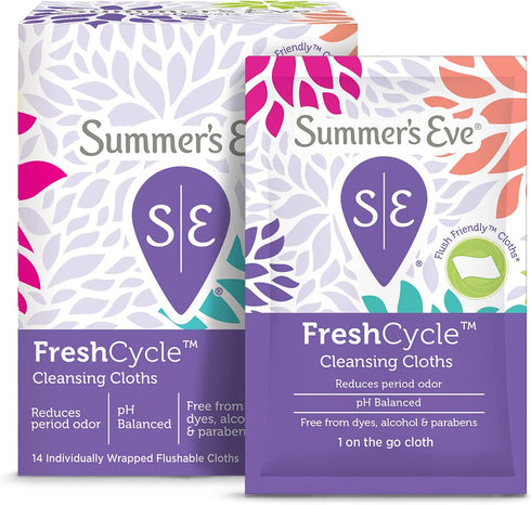 Summer's Eve FreshCycle Cleansing Cloths, Reduces Period Odor, 14 Count