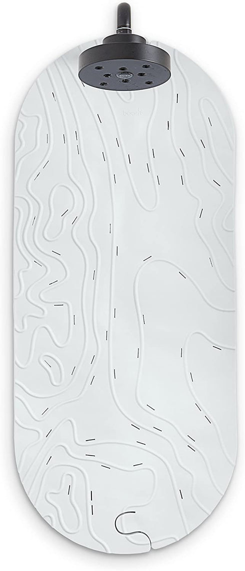 Boon GRIFFLE Textured Non Slip Baby Bath Tub Mat with Hanging Hook and Drain Holes, Gray
