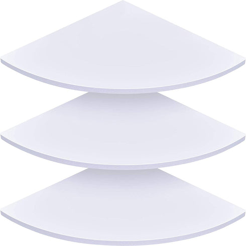 3 Pieces Wall Mounted Floating Corner Shelf Tier Quarter Round Storage Shelves Corner Organizer for Bathroom Kitchen Bedroom Living Room (White)