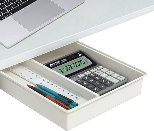 Under Desk Drawer Organizer, Self-Adhesive Desk Drawer Organizer, Slide-out, Hidden Desk Storage Organizer for Office School Home Desk