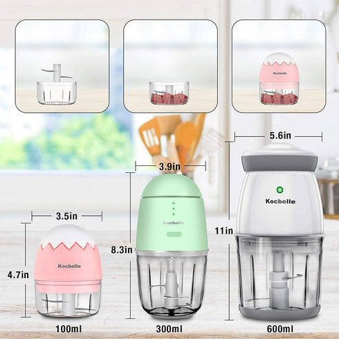 Mini Food Processor - Portable Electric Wireless Mini Food Chopper Powerful 45W,Meat Grinder Fruit Garlic Onion Ginger Vegetable Chopper with 2 Sharp Blades-Kitchen Tool,Pink(100ML)