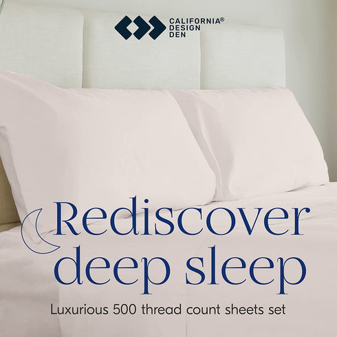 California Design Den - Finest Twin XL Bed Sheets, Soft 100% Cotton Cooling Sheets Deep Pockets Snug Fit Elastic, 500 Thread Count, 3-Pc Set, Best Hotel Quality Bed Sheets (Solid - Light Taupe)