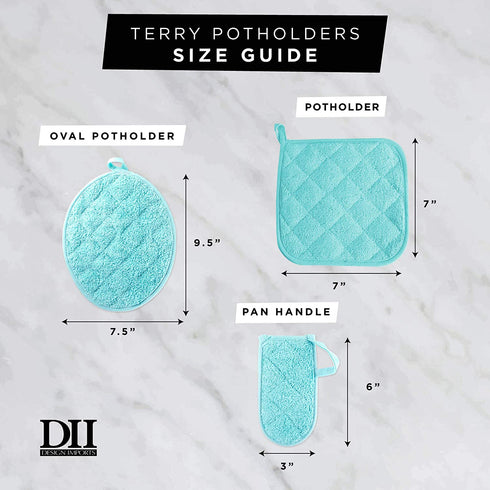DII Basic Terry Collection Quilted 100% Cotton, Potholder, Nautical Blue, 3 Piece