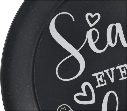 NIKKY HOME 15" x 24" Pan Shaped Metal Kitchen Sign Wall Decor with Quote Season Everything with Love, Black
