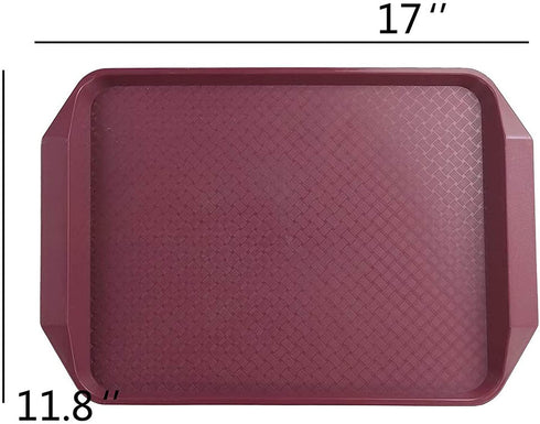 Qskely Plastic Fast Food Trays for Eating, 17" x 11.8", Set of 4