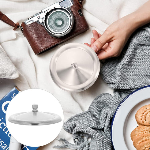 Cabilock 5pcs Coffee Mug Seal Cap Stainless Steel Water Beverage Drinking Cup Lid Cover with Handle Anti Dust Hot Tea Cup Cover for Home Shop