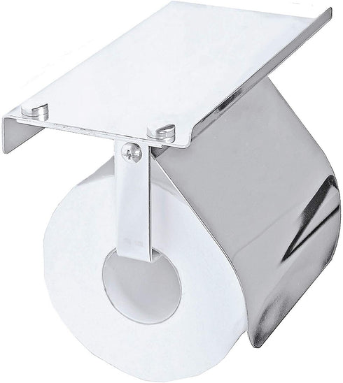 yeavs Toilet Paper Holder with Phone Shelf and Waterproof Cover, SUS304 Stainless Steel Tissue Roll Storage Rack (Polished Chrome)