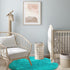 Goideal Round Fluffy Area Rug for Bedroom, Teal Blue Shaggy Rug for Boys Girls, Fuzzy Cute Princess Castle Nursery Room Rug, Circle Plush Floor Carpet for Babies Room Decor 4ft (4' Diameter)