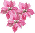 Festivous Wishel Pack of 12 Glitter Artificial Wedding Christmas Flowers Glitter Poinsettia Christmas Tree Ornaments (Pink)
