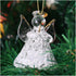 Set of 12 Spun Glass Angel Christmas Ornaments with LED Lights for Christmas Tree Decorations