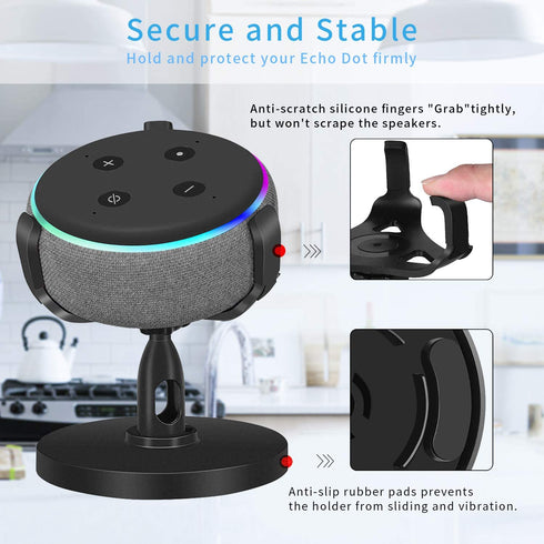 ?Echo Dot Stand‘ Table Holder for Echo Dot 3rd Generation, 360° Adjustable Stand Bracket Mount, Space-Saving Dot Accessories, No Muffled Sound Original Outlet Hanger for Smart Home Speaker