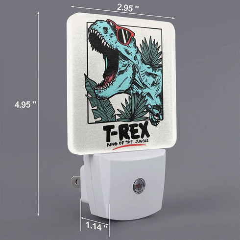 Dinosaur Tyrannosaurus T Rex Set of 2 Night Light Auto Sensor Dusk to Dawn Energy Efficient Plug in Led Nightlight Home