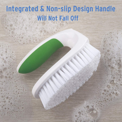 Amazer Scrub Brush for Cleaning, 2-Pack Deep Cleaning Nylon Brush Set with Handles, Heavy Duty Grout Corner Brushes with Comfort Grip for Bathroom, Floor, Tub, Carpet, Shower, Tile and Kitchen