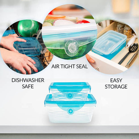 STRETCH and FRESH by Emson Silicone Food Storage Containers Airtight Lids for Solid Food and Leak-Proof for Soups and Sauces, Freezer-Safe BPA-Free Stackable Meal Prep Container As Seen On TV (12)