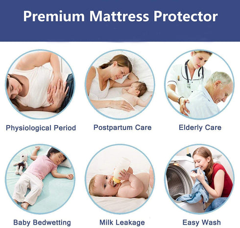 OBOEY Waterproof Mattress Pad Protector Queen Size Cover, Ultra Soft Breathable Bed Mattress Cover Deep Pocket Noiseless Cotton Terry Surface Mattress Cover Breathable