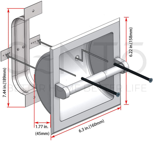 SENTO Recessed Brushed Nickel Toilet Paper Holder, Wall Mounted Heavy Duty Metal Toilet Paper Roll Holder with Rear Mounting Bracket, in Wall, Easy Installation, Satin Nickel