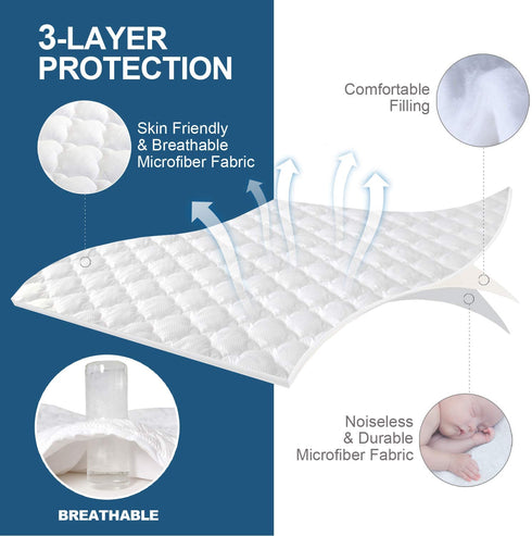 Mattress Pad Twin, Extra Plush Quilted Mattress Cover, Noiseless and Breathable Mattress Protector with Deep Pocket Stretches up to 16 Inches Deep, Machine Washable Mattress Topper