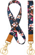 Wrist and Neck Lanyards for ID Badge Keys for Women Kids Teacher 2 Pack?Cute Car Key Neck Lanyards with 4 Keychain Multicolor Flower Pink