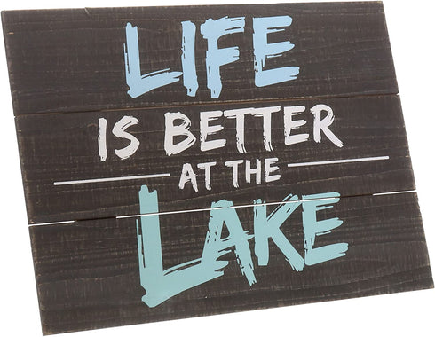 Barnyard Designs Life is Better at The Lake Decor Sign Rustic Wood Lake House Cabin Home Wall Decoration 15.75 x 11.75