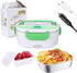 electric lunch box for car and home,heated lunch boxes for adults, lunch warmer portable 12V/24V/110V,portable thermos with Spoon and Two Compartments (Green)