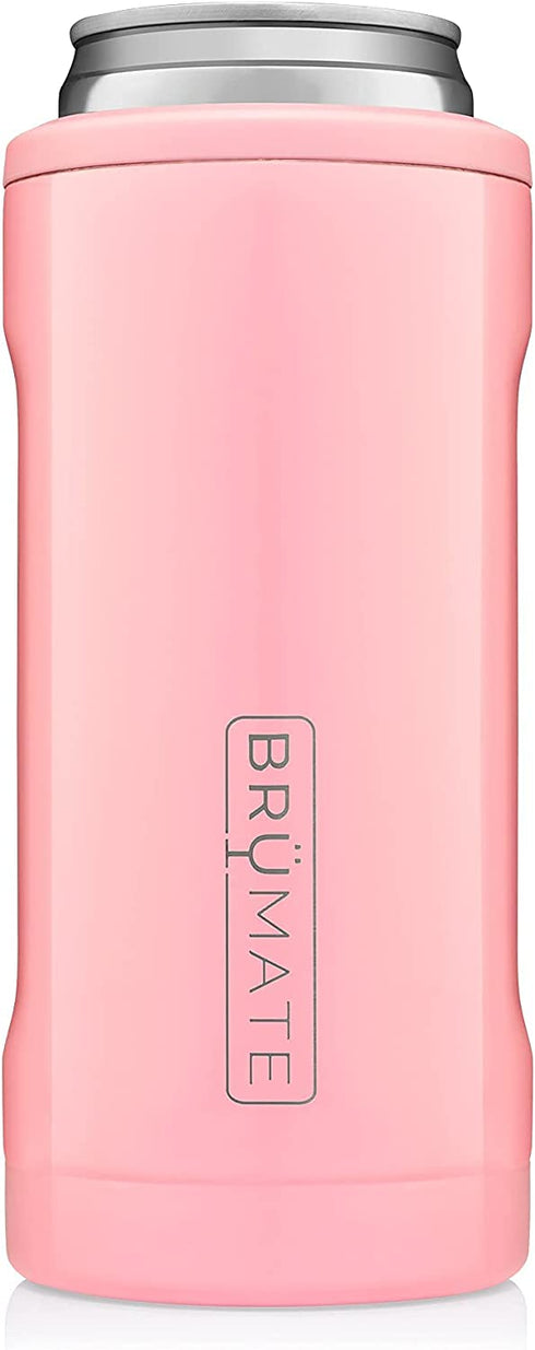 BrüMate Hopsulator Slim Double-walled Stainless Steel Insulated Can Cooler for 12 Oz Slim Cans (Blush)