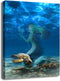Mermaid Bathroom Decor Canvas Wall Art Bedroom Modern Artwork Mermaid Decor Girls Room Canvas Art Wall Decor Frame Home Decor Aesthetics 12" X 16"