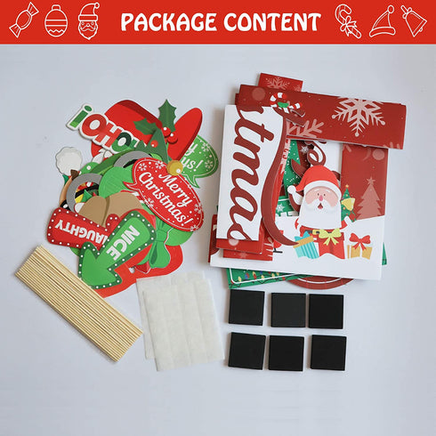 Christmas Photo Booth Props Kit, 32PCS Photo Props with Large Photo Booth Frame (20x28?), DIY Christmas Picture Props Selfie Accessories, Perfect for Xmas Holiday Party Decoration