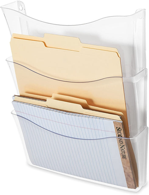 Rubbermaid Unbreakable Expandable Three-Pocket Wall File Set, Clear (65976)