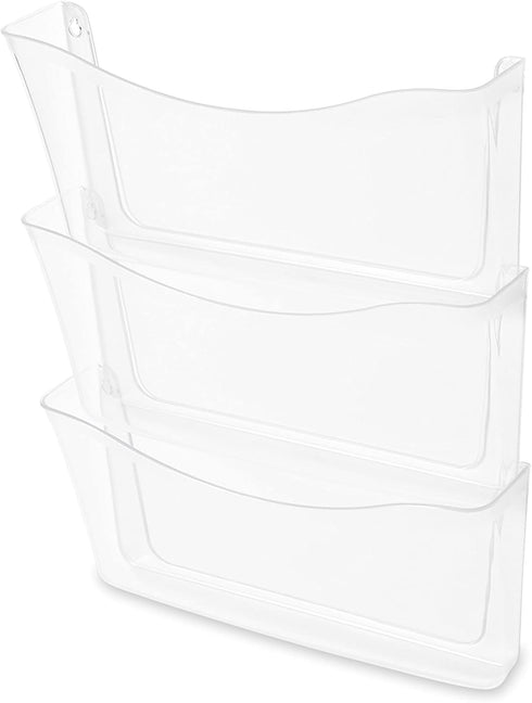 Rubbermaid Unbreakable Expandable Three-Pocket Wall File Set, Clear (65976)