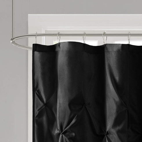 Laurel Black Shower Curtain , Solid Transitional Shower Curtains for Bathroom , 72 X 72